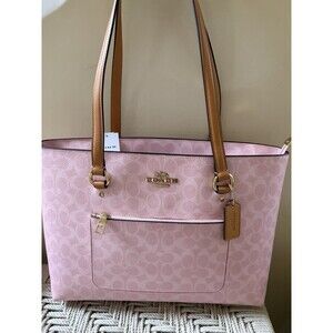 Coach Signature Powder Pink Station Tote Bag Gold Shoulder Purse CEA21 NWT